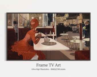 French Cafe Vintage Art, Moody Samsung Frame TV Art (Digital Download)