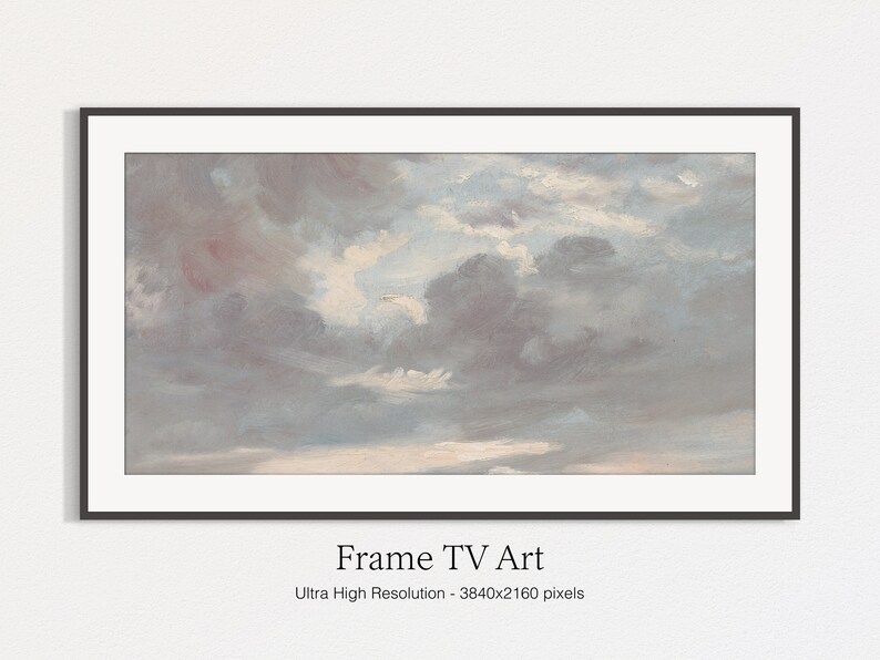 Samsung Frame TV Art, Muted Sky, Vintage Oil Painting for LG TV, Instant Download image 2