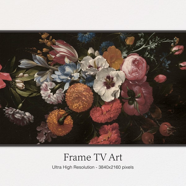 Samsung Frame TV Art | Vintage Flower Still Life Roses | Art for Frame TV