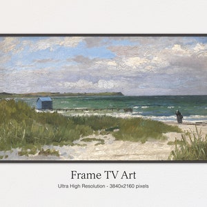Samsung Frame TV Art | Coastal Rustic Frame TV Art Vintage | Landscape Painting | Watercolor landscape | The Frame Art for TV