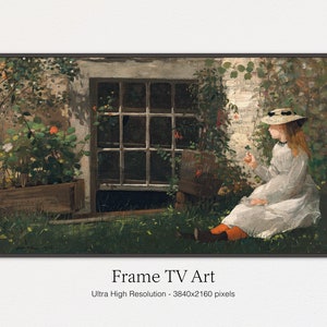 Samsung Frame TV Art | Sitting Girl Painting | Oil Painting | Instant Digital Download