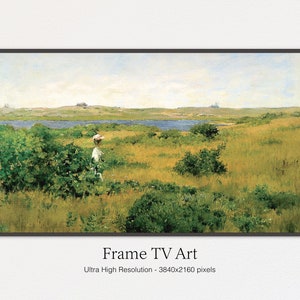 Samsung Frame TV Art | Girl Wondering In Field | Vintage Oil Painting | Instant Digital Download