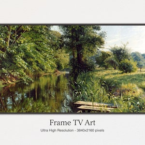 Samsung Frame TV Art | Spring Lake Scenery | Classic Landscape Painting | Artwork For TV | Instant Download | TV Wallpaper