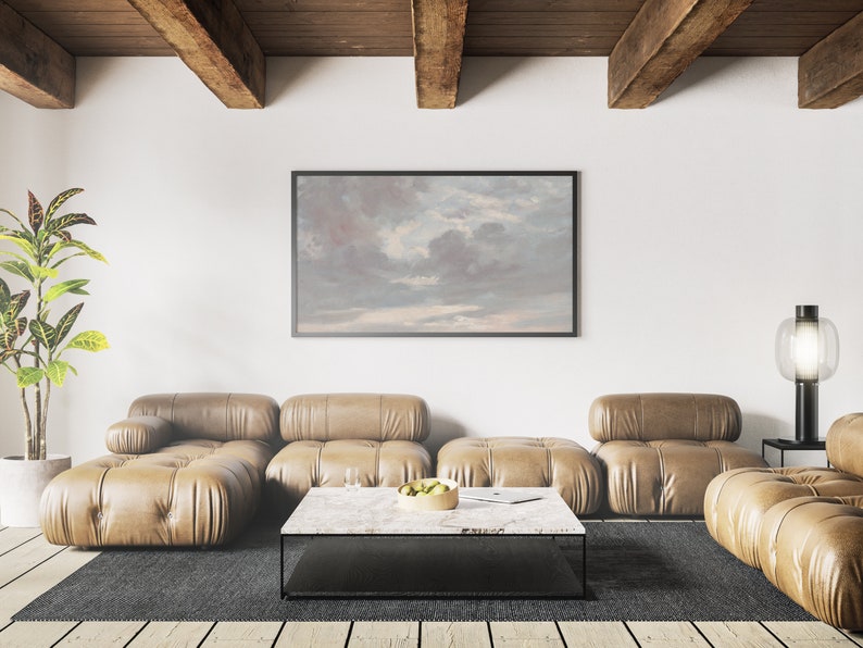 Samsung Frame TV Art, Muted Sky, Vintage Oil Painting for LG TV, Instant Download image 3