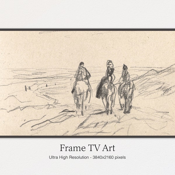 Samsung Frame TV Art | Vintage Horse Sketch | Instant Digital Download