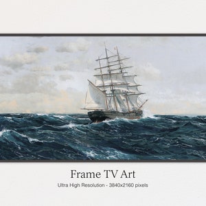 Samsung Frame TV Art, Vintage Ship Painting, Tv Art, Art for TV, The Frame TV Art, Digital Download