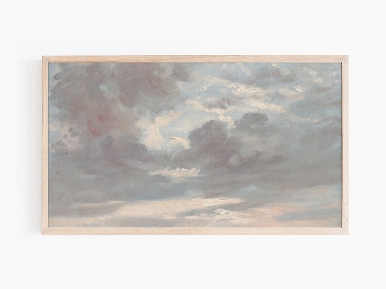 Samsung Frame TV Art, Muted Sky, Vintage Oil Painting for LG TV, Instant Download image 6