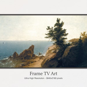 Samsung Frame TV Art | Classic Summer Seacoast Scenery | Oil Painting | Instant Digital Download