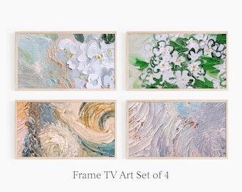 Samsung Frame TV Art Set of 4 | Abstract  | Instant Digital Download | Modern Art For Frame Tv | Realistic Tv Wallpaper | Spring Tv Artwork