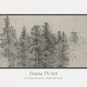 Samsung Frame TV Art | Trees Illustration, Vintage Art for TV, Samsung Frame TV Art, Instant Digital Download