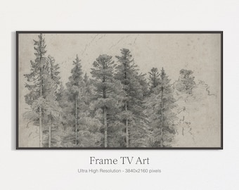 Samsung Frame TV Art | Vintage Trees Illustration (Digital Download)