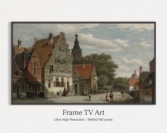 Samsung Frame TV Art | Vintage Cityscape Painting | Instant Digital Download