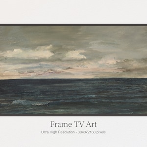 Samsung Frame TV Art Vintage Painting, Art for Frame TV, Oil on Canvas, Sea Coast, Digital Download