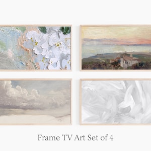 Samsung Frame TV Art Set of 4, Abstract Painting, Digital Tv Art, Vintage Painting, Vintage Downloadable, Digital Download, Farmhouse Art