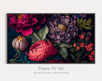 Samsung Frame TV Art | Modern Vivid Flowers | Frame TV Vintage Art | Flower Still Life | Botanical Samsung Frame Tv Art | 3D Tv Art