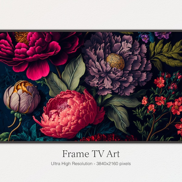 Samsung Cadre TV Art | Fleurs vives modernes | Cadre TV vintage Art | Nature morte aux fleurs | Botanique Samsung Frame Tv Art | Art télévisé 3D