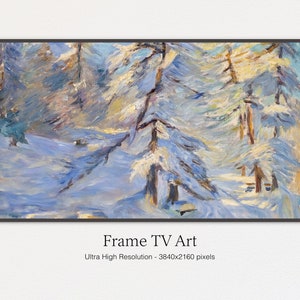 Samsung Frame TV Art | Vintage Winter Forest Landscape | Digital Download