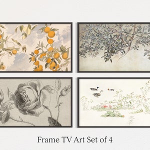 Samsung Frame TV Art Set van 4 | Vintage landschap schilderij | Directe digitale download