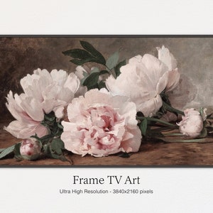 Samsung Frame TV Art | Vintage Peony Flowers Painting | Floral Still Life | Digital Download