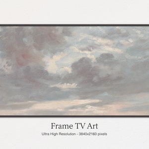 Samsung Frame TV Art, Muted Sky, Vintage Oil Painting for LG TV, Instant Download