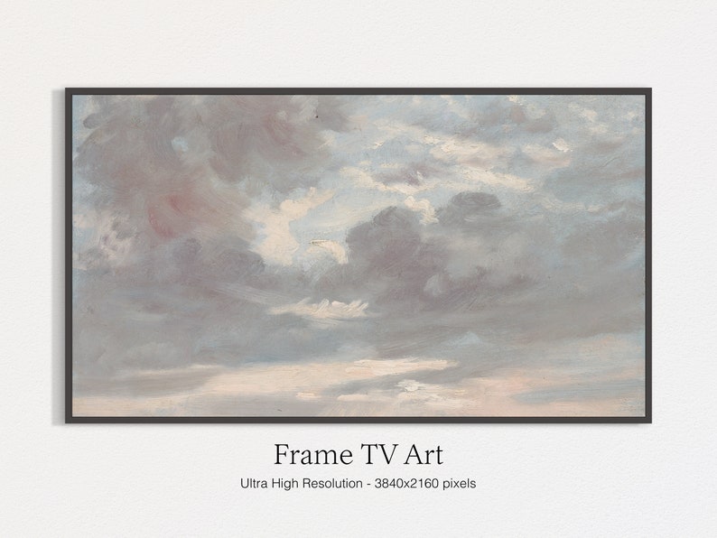 Samsung Frame TV Art, Muted Sky, Vintage Oil Painting for LG TV, Instant Download image 1