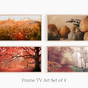 Samsung Frame TV Art Set of 4 | Autumn Landscape | Fall Bokeh | Digital Tv Download