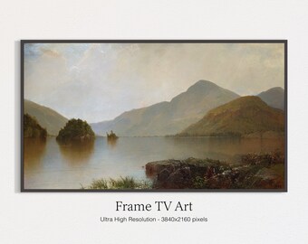 Dipinto paesaggistico vintage con lago / Quadro per TV Samsung Frame (Download digitale)