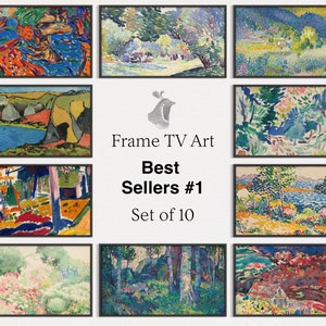 Samsung Frame TV Art | Bundle of Impressionist Landscape Artworks | Set of 10 Paintings | Frame for TV | Oil Paintings