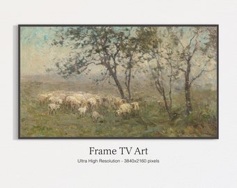 Samsung Frame TV Art | Vintage Sheep Painting | Instant Digital Download