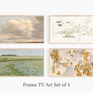 Samsung Frame TV Art Set of 4, Landscape Painting, Digital Tv Art, Vintage Painting, Vintage Downloadable, Digital Download, Farmhouse Art