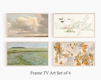 Samsung Frame TV Art Set de 4, Peinture de paysage, Art TV numérique, Peinture vintage, vintage Téléchargeable, Téléchargement numérique, Art de ferme