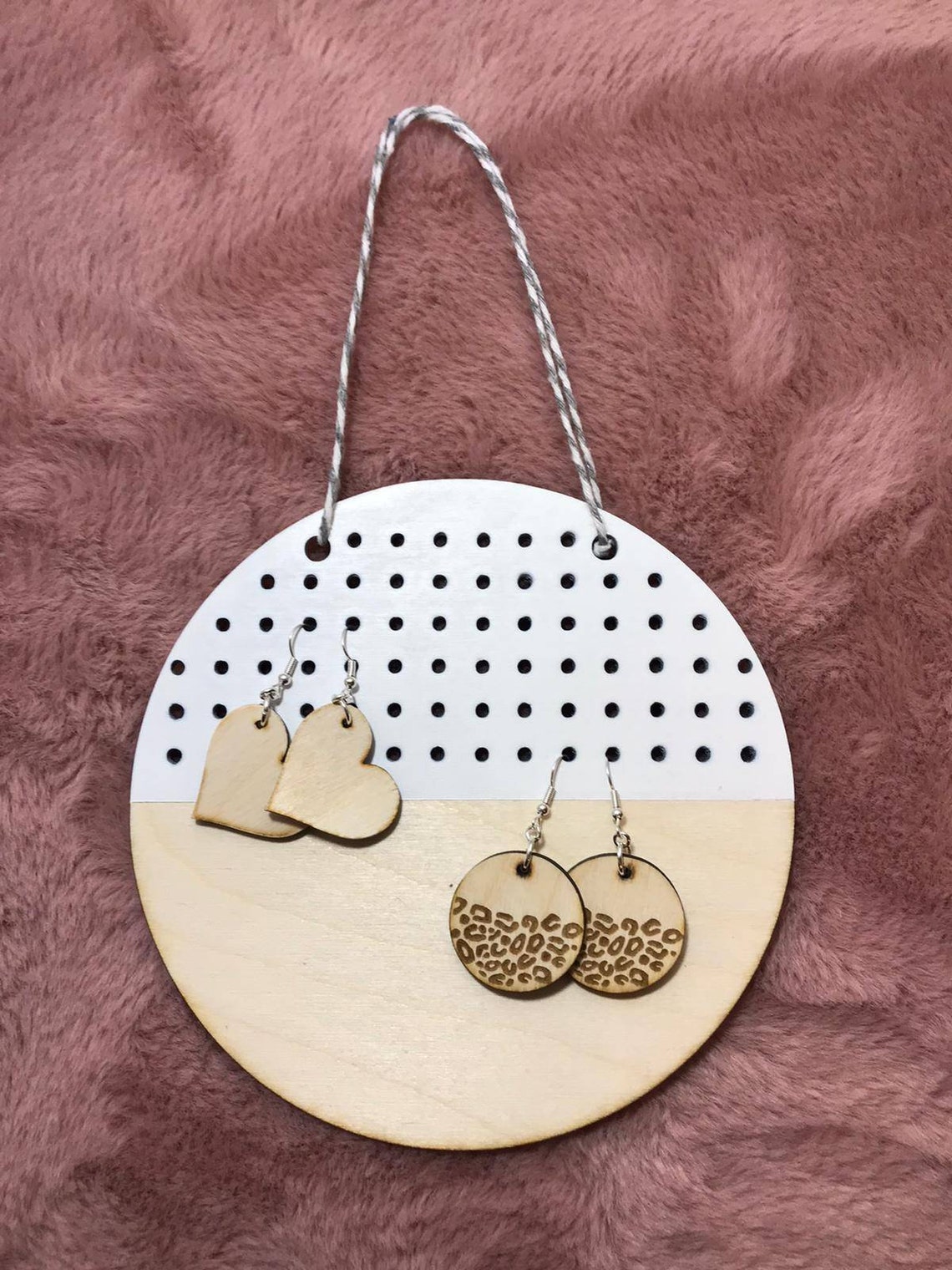 PERSONALISED Hanging Earring Holder Round earring storage Etsy
