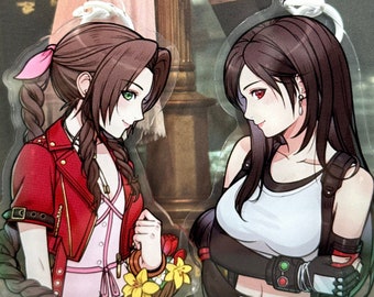 Final Fantasy VII - Aerith Gainsborough & Tifa Lockhart - 3 inch Acrylic charm (FF7R Ver)
