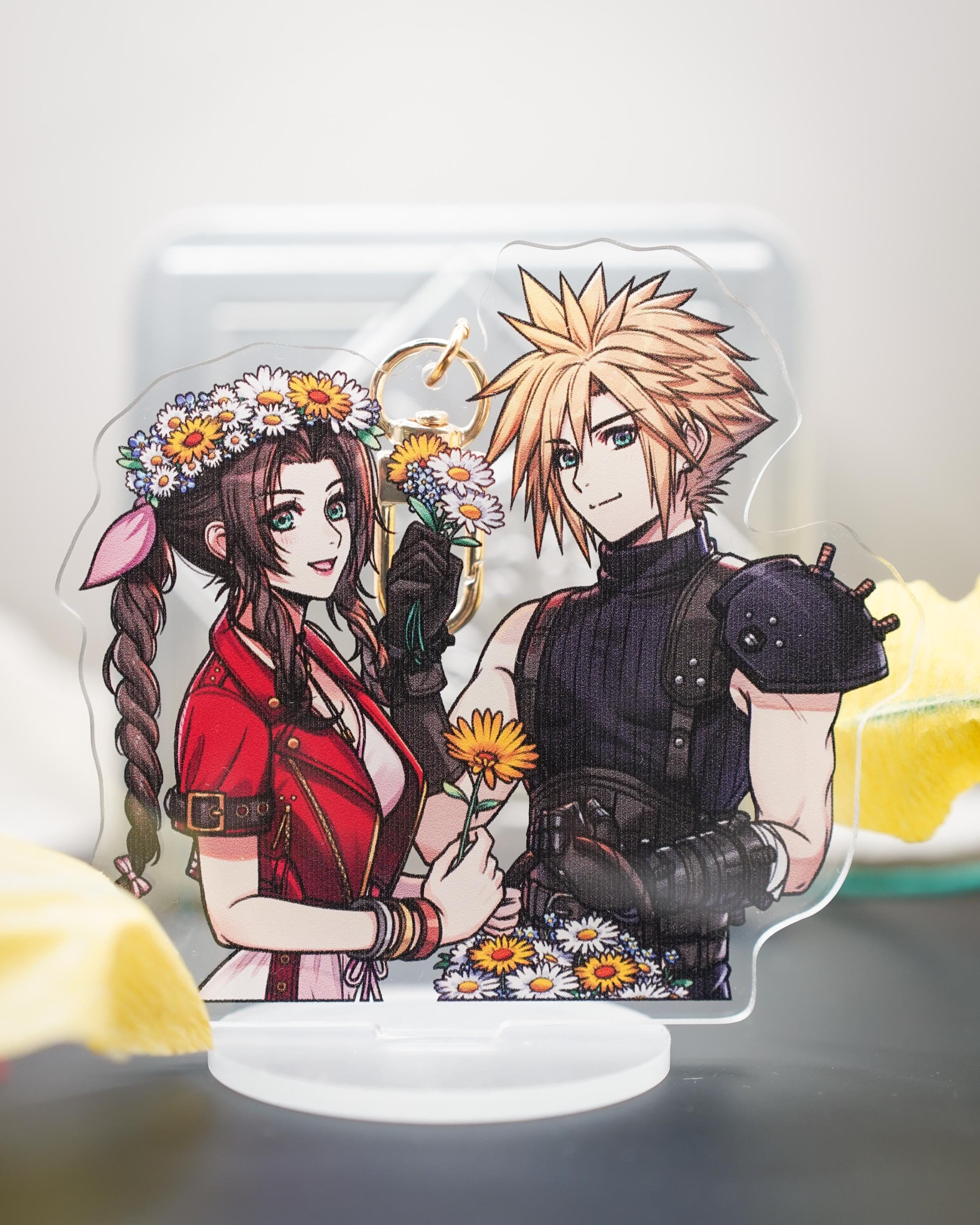 Aerith & Cloud acrylic 2in1 keychain/standee - 3.5inch (FF7Rebirth)