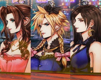 Final Fantasy VII Remake : Cloud / Tifa / Aerith - dress version 3.5inch acrylic charms
