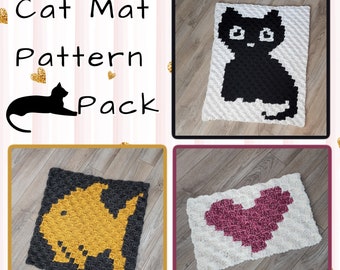 Crochet C2C Blanket Pattern | Cat Mat Pattern Pack | PDF instant download