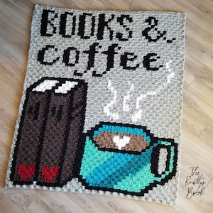 Crochet C2C Blanket Pattern | BOOKS & Coffee Lapghan | PDF instant download