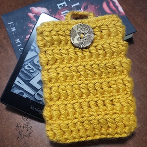 Gehaakt Kindle-mouwpatroon | Golden Stacks-lezerhoes | Pdf direct downloaden