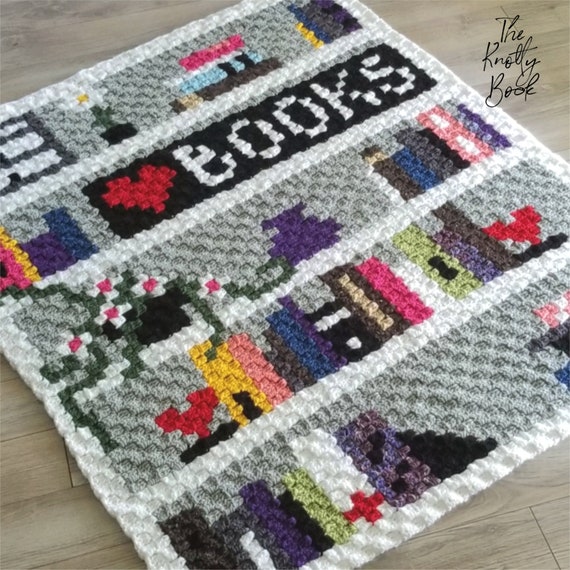 Crochet C2C Blanket Pattern Bookcase Lapghan PDF Instant Download