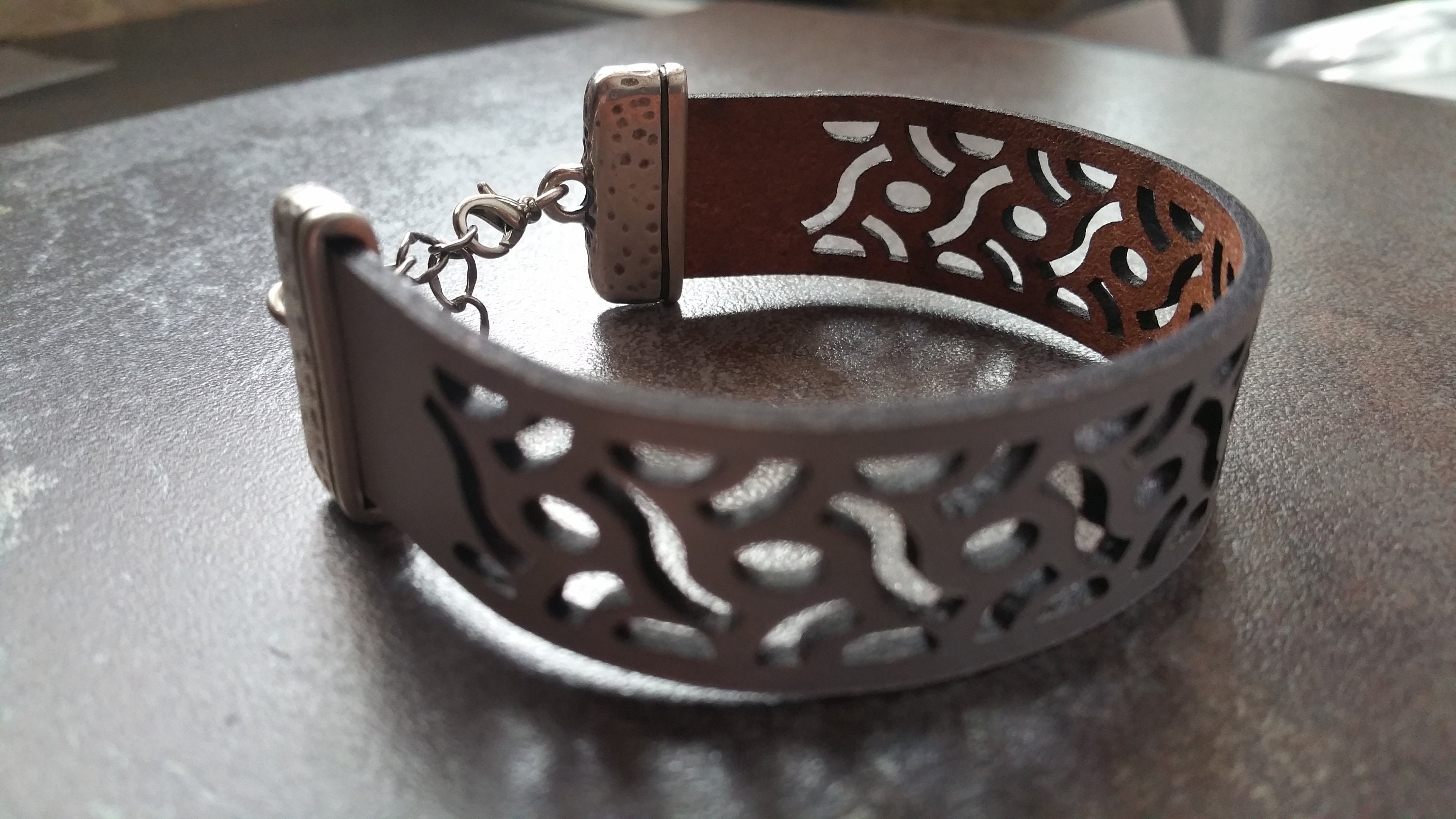 Laser Cut Leather Bracelet Etsy