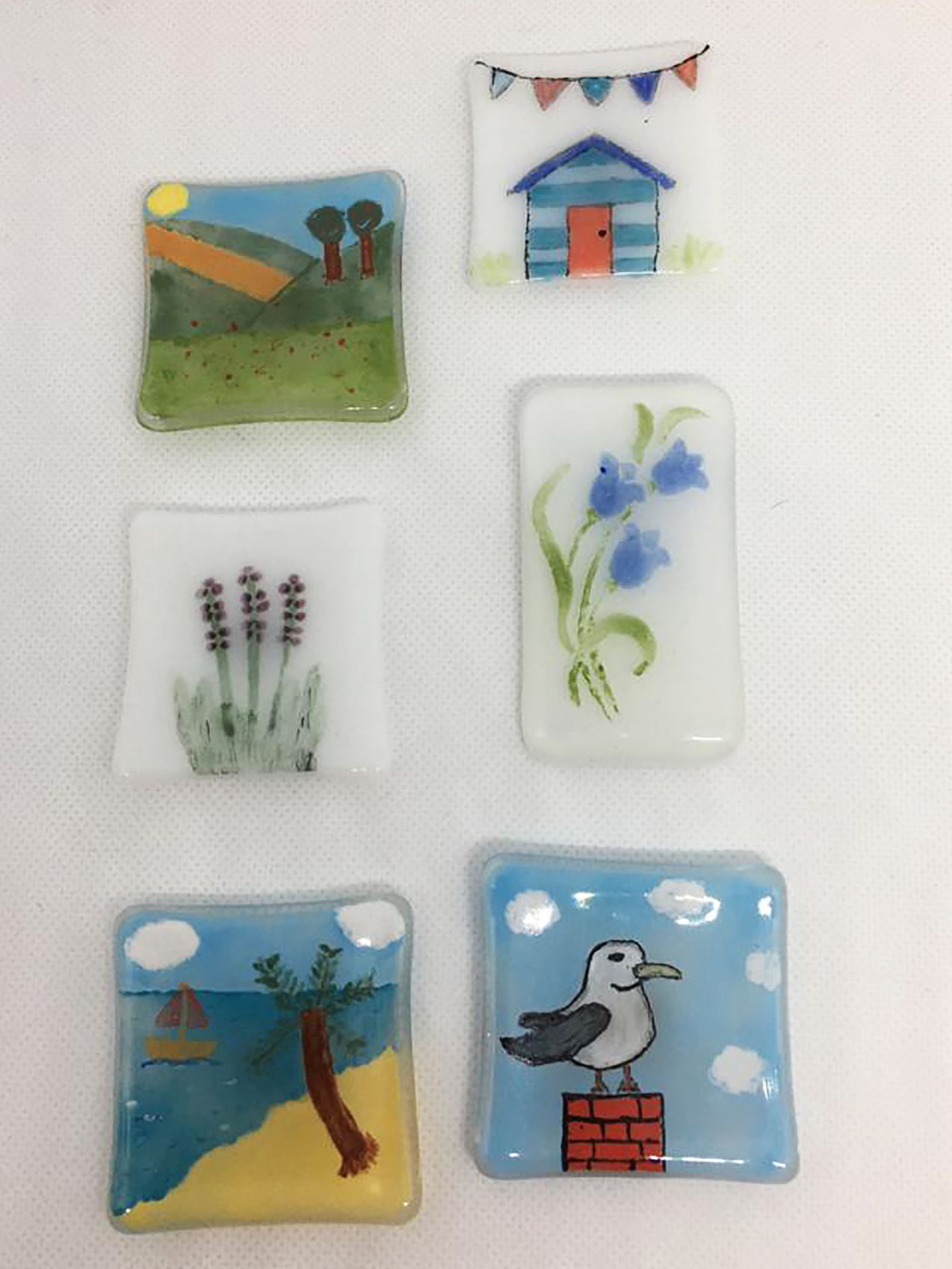 Hand painted fused glass fridge different designs to Etsy