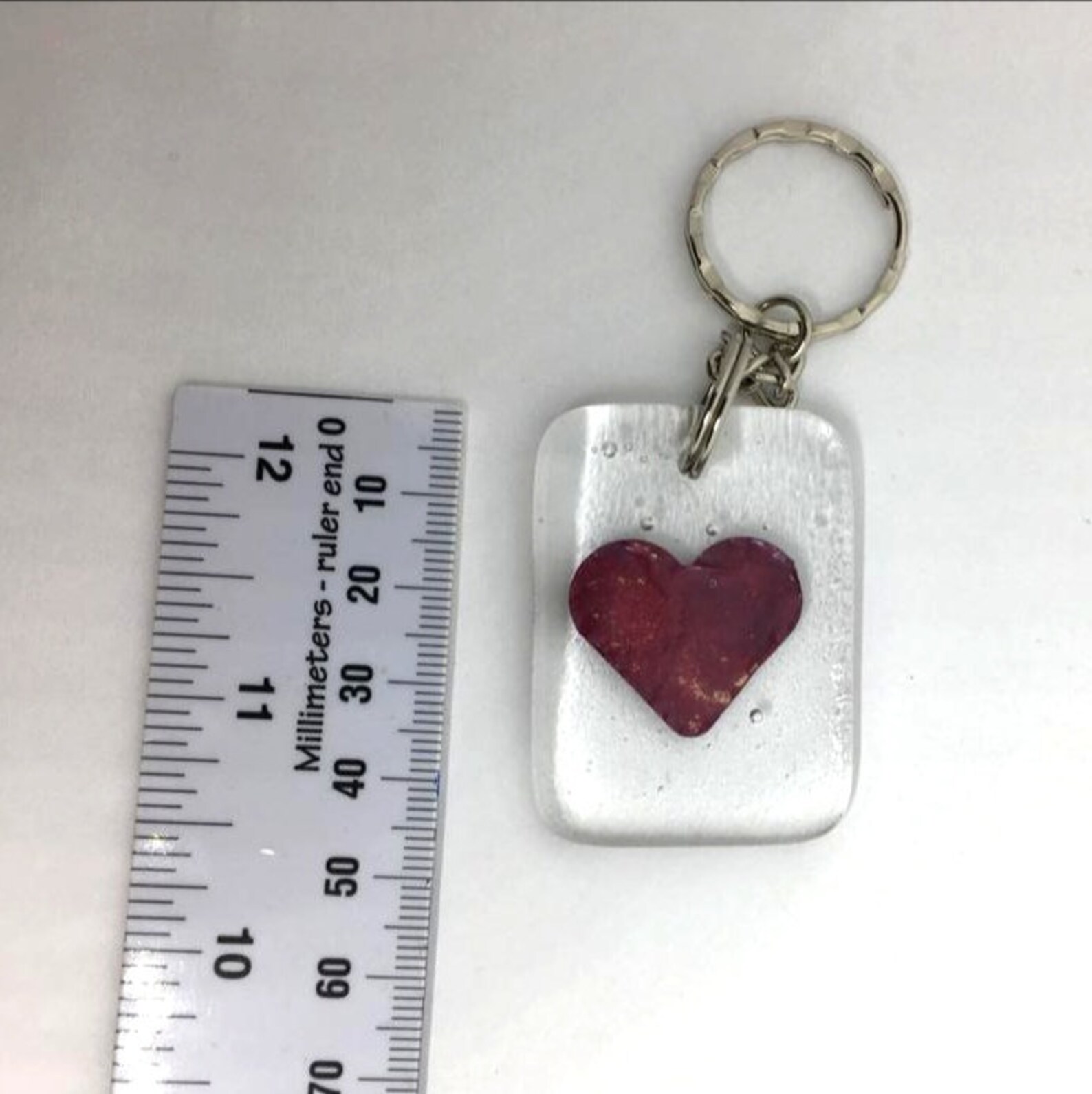 Fused Glass Keyring Glass Heart Flower Love Keyring Etsy UK