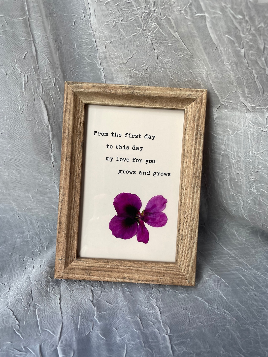 Pressed Flower With Poemgrows and Grows Etsy