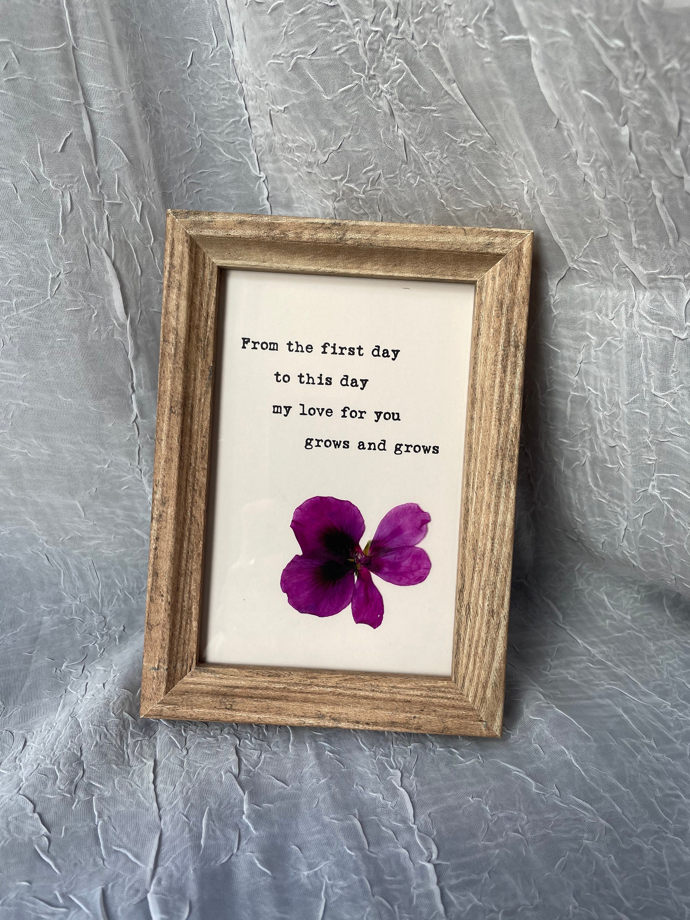Pressed Flower With Poemgrows and Grows Etsy