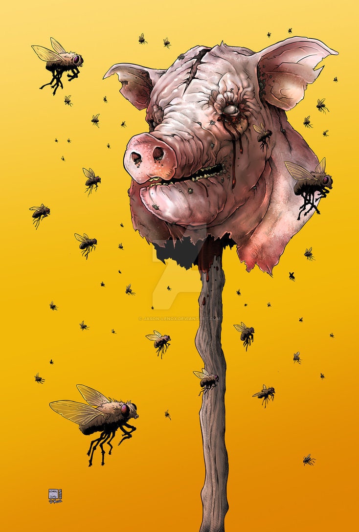 lord of the flies pig head cartoon