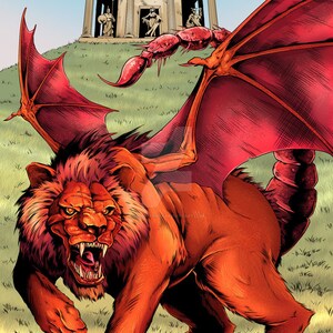 Manticore Greek Mythology Creature Print  11x17&quot;