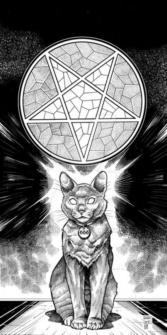 Devil Cat One Print - Etsy