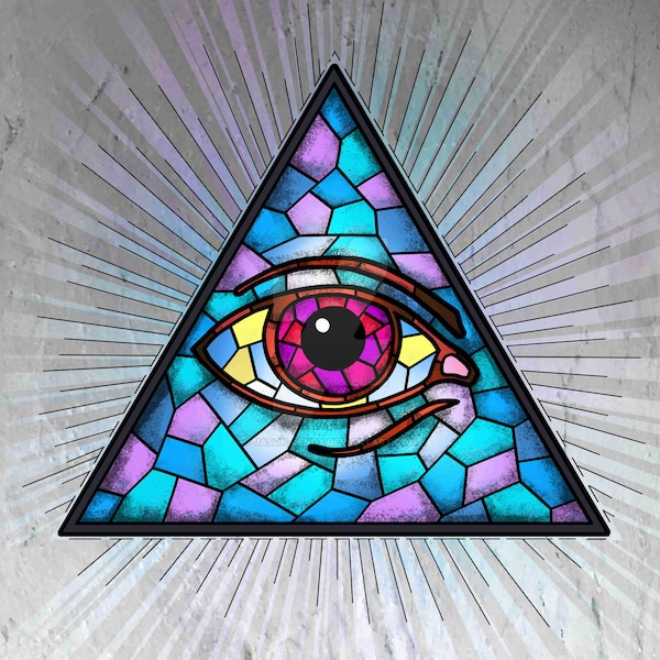 All Seeing Eye Illuminati Stained Glass Print 11x17"