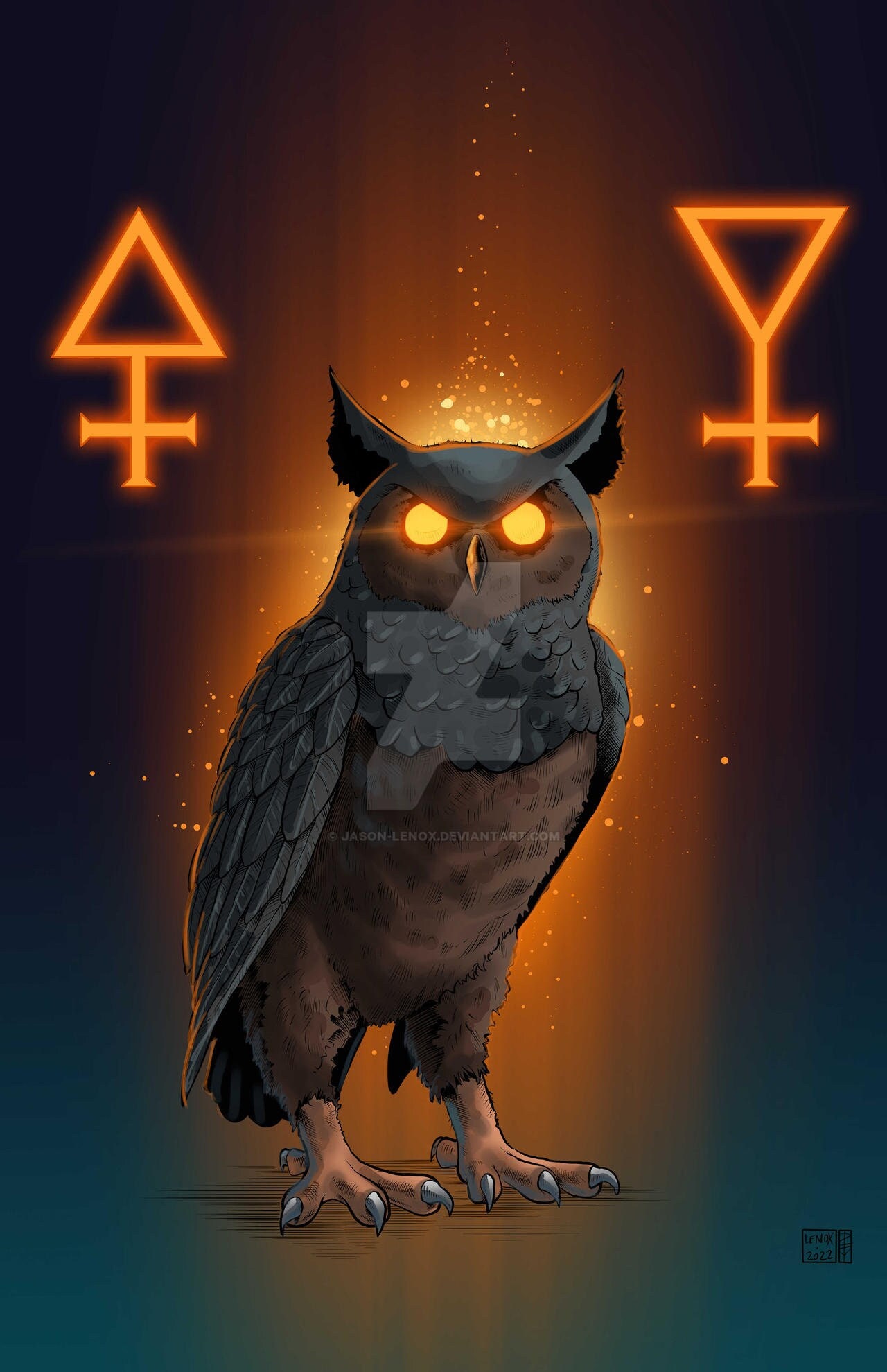 悪魔のフクロウのプリント - Etsy 日本