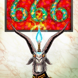 Baphomet Satanic General with 666 Stained Glass 11x17 Print